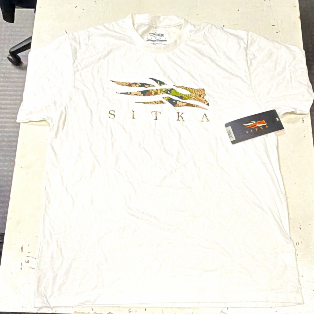 Sitka Mens 2XL White Icon Subalpine Graphic Logo Cotton Crew Neck T-Shirt NWT